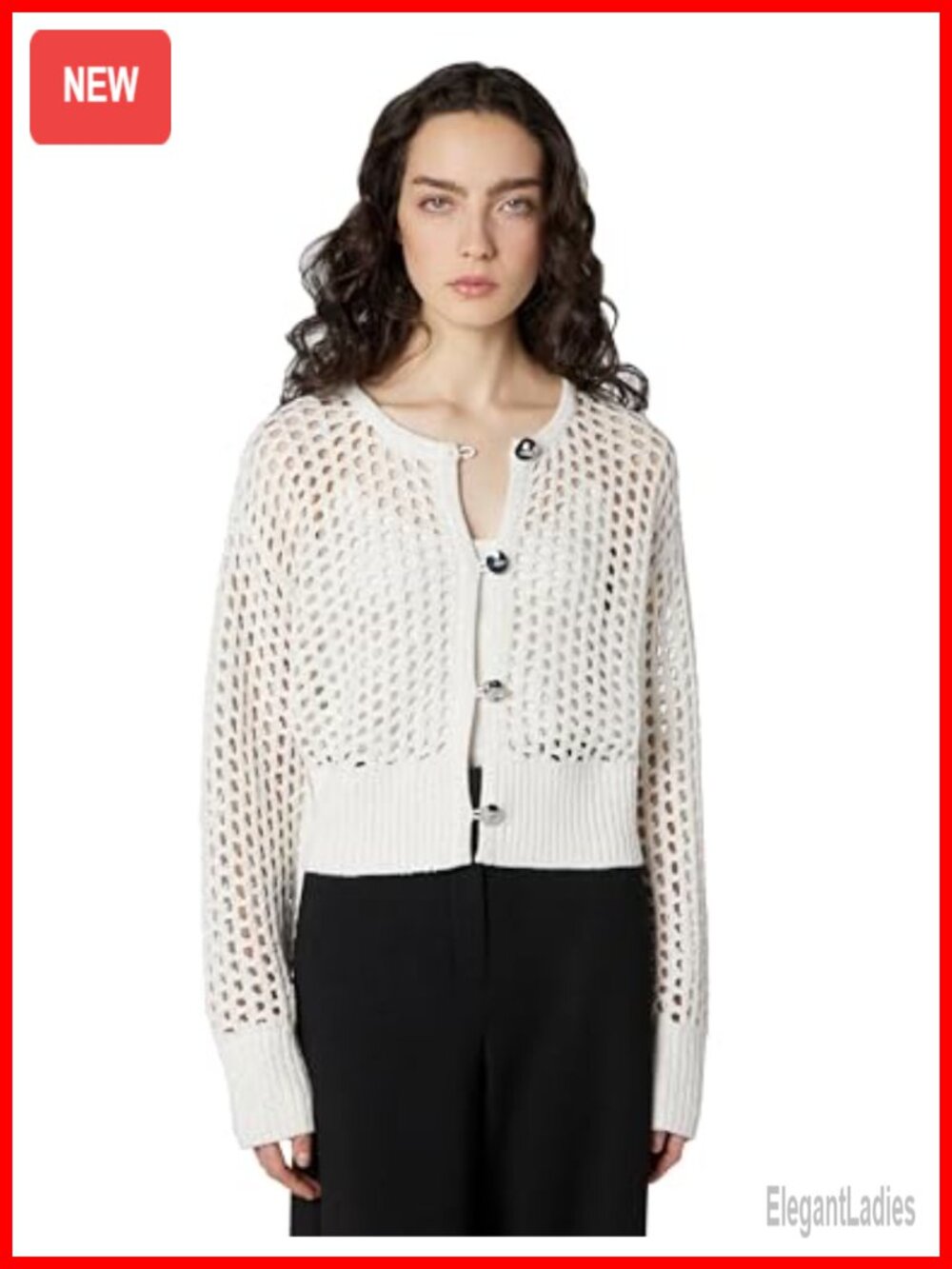 Derek Lam 10 Crosby Syvie Crochet Sequin Cardigan Open Knit Button Women's